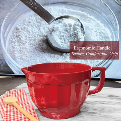 UP 4.3 Quart Latte Style Melamine Batter Bowl with Pour Spout and Handle, Professional Mixing Bowl with Non-Slip Base, Ideal for Pancake and Cake Batter, 11.5 x 8.75 Inch, Mint Blue