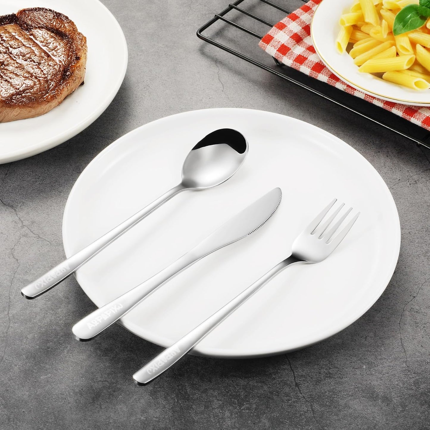 18/8 Stainless Steel Reusable Portable Utensils Set with Case & Phone Stand - Travel Flatware Kit for Office, Camping, Picnic, Outdoor Activities