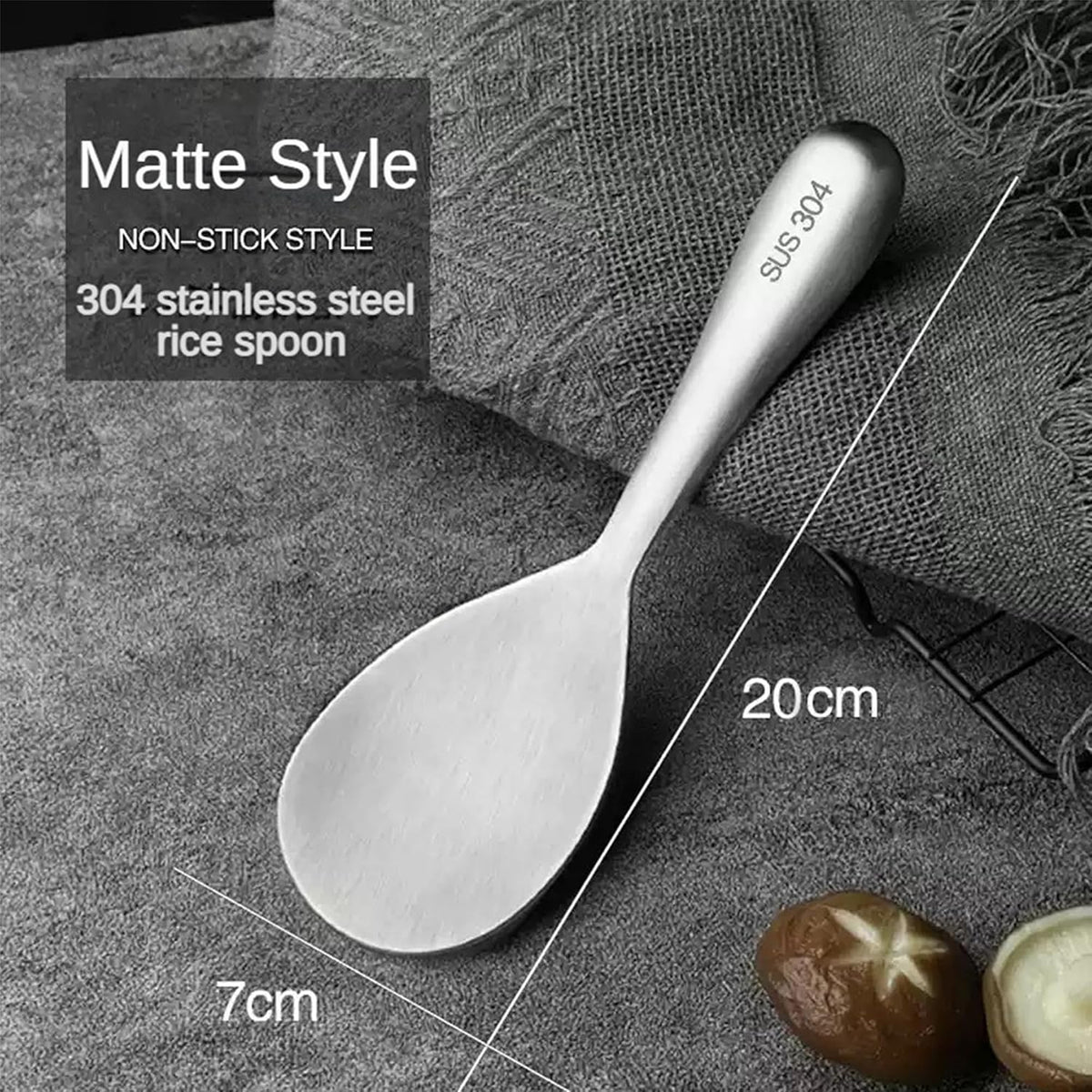 Comicfs Rice Paddle Spoon 304 Stainless Steel Thickened Rice Spoon Rice Spatula Non Stick Rice Scooper for Rice Mashed Potato Salads, Apply for Kitchen Home Restaurant Hotel Serving (Bright)