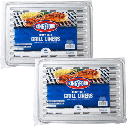 Kingsford Extra Tough Aluminum Grill Liners, Disposable Foil Grill Toppers for Outdoor Grills, Helps Keep Food and Sauce from Falling Through Grates, 16 x 11.75 in, 14 Count