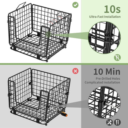 Wire Storage Basket for Kitchen Pantry: GGIU Stackable Kitchen Counter Organizers - Wire Organizing Bin for Produce Fruit Vegetable Potato and Onion Black