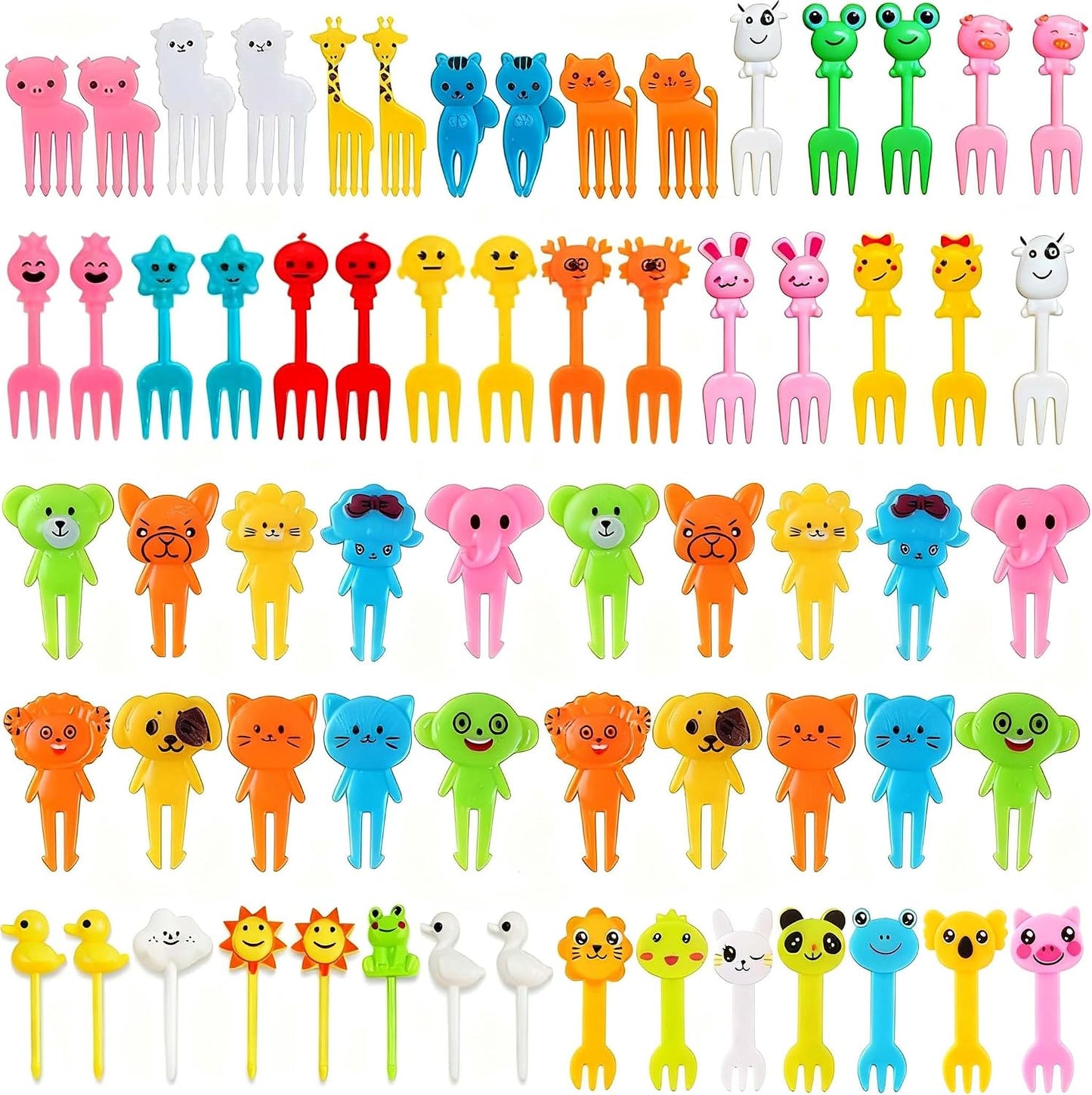 65 Pieces Animal Food Picks for Lunchbox, Mini Fun Fruit Picks for Lunch Accessories, Lunch Picks for Bento Box Essentials, Cute Reusable Toothpicks Forks for Picky Eaters, BPA-Free