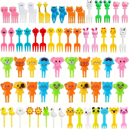 65 Pieces Animal Food Picks for Lunchbox, Mini Fun Fruit Picks for Lunch Accessories, Lunch Picks for Bento Box Essentials, Cute Reusable Toothpicks Forks for Picky Eaters, BPA-Free
