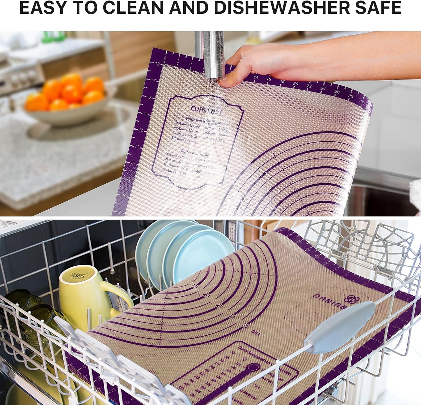 Silicone Baking Mat,28" x 20" Extra Thick Large Non Stick Sheet Mat with Measurement Non-slip Dough Rolling Mat,Reusable Food Grade Silicone Counter Mat for Making Cookies,Macarons,Bread and Pastry