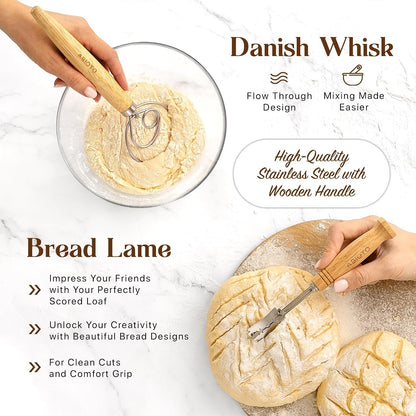 ABIOTO Banneton Baskets with Sourdough Bread Baking Supplies