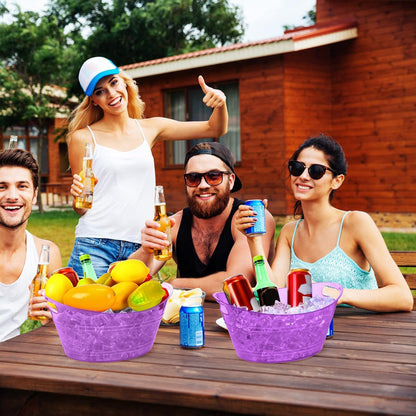 meekoo 6 Pcs Plastic Ice Buckets Bulk with Handles 4.5L Oval Storage Tub Large Capacity Ice Drink Bucket for Party Bar Wine Beer Champagne Beverage Bottle Cooler (4.5 L,Orange)