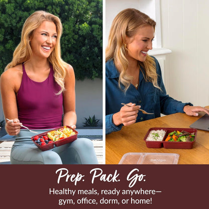 Bentgo Prep - 20-Piece 2-Compartment Reusable Meal Prep Containers with Lids, PFAS & BPA Free Materials, Durable, Microwave, Freezer, & Dishwasher Safe To Go Food Storage (Rose Gold)