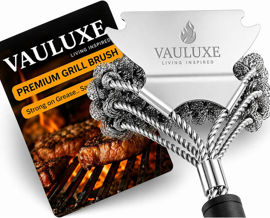 18" Bristle Free Grill Brush and Scraper – BBQ Grill Cleaner Brush with Safe Spiral Spring Head & Stainless Steel Scraper Tool – for Gas, Charcoal, Porcelain and Weber Grill Accessories