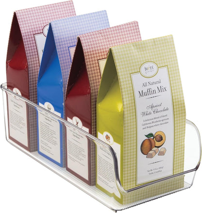 iDesign Recycled Plastic Freezer and Refrigerator Organizer Bin, Set of 2, The Linus Collection – 5.25" x 11" x 3.5", Clear
