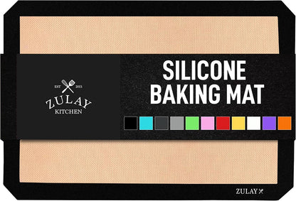 Zulay Kitchen Silicone Baking Mat – 16.5"×11.6" BPA-Free Reusable Baking Sheet, Heat Resistant 480°F – Non-Slip Border, Perfect for Cookies, Bread, Pastries & Oven Use - (Dark Gray)