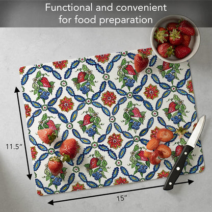 Cut N' Funnel Eat Fresh Designer Flexible Cutting Board Mat 15" x 11.5" Made in the USA Decorative Flexible Easy to Clean