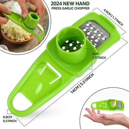 Garlic Grinder - Small Hand Garlic Press - Green