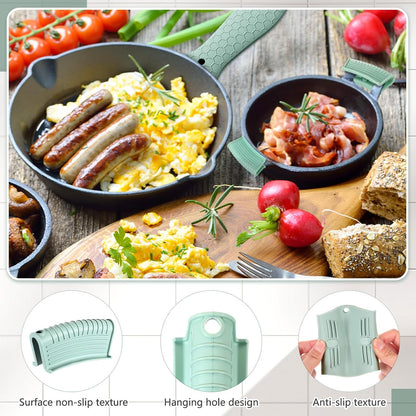 Patelai 8Pcs Silicone Cast Iron Handle Cover,Black