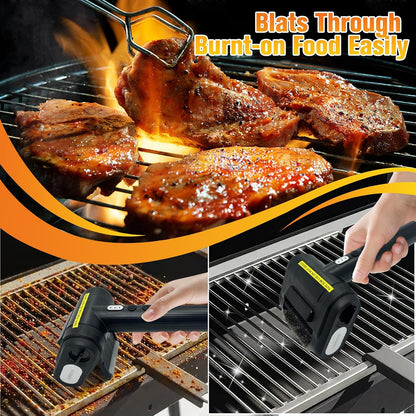 Electric Rechargeable Grill Brush,Grill Cleaner for Outdoor Grill with 800 RPM Motor - Bristle-Free Stainless Steel Grill Cleaner with LED Light for BBQ, Heavy Duty Grill Cleaning Tool (Champagne)