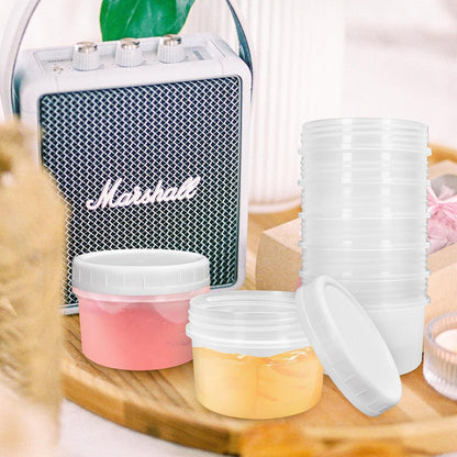 10 Pack 4oz Reusable Small Plastic Containers with Screw Lids, Small Food Storage Freezer Containers, Stackable Food Storage Jars, Sauce Condiment Jars Lunch Box Accessories