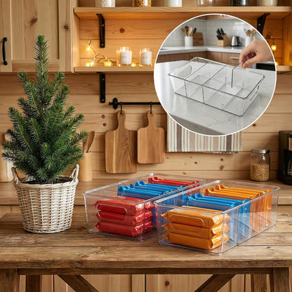 2 Pcs Seasoning Packet Organizer with Detachable Dividers, Storage Organizer Box for Cabinet, Kitchen Snacks Spice Packets Organizer and packet organizer pantry