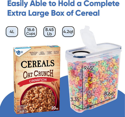 Chef's Path Airtight Food Storage Containers - Pack of 4 (4L/135.3oz) - MULTISPOUT Design for Kitchen & Pantry - BPA-Free Cereal Containers with Bigger Spout Mouth for Easy Pouring