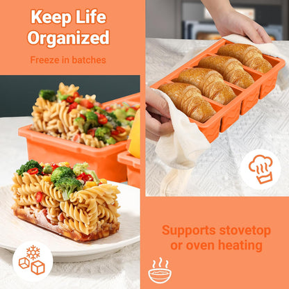 Doasuwish Silicone Freezer Molds for Soup with Lid – 1-Cup Soup Container Style Ice Cube Trays for Freezer, Meal Prep & Food Storage, Freeze 250mL/125mL Portions – 2 Pack