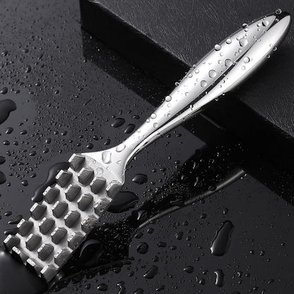 SUCCFLY Stainless Steel Fish Scaler, Wedge Sawtooth Fish Descaler Tool
