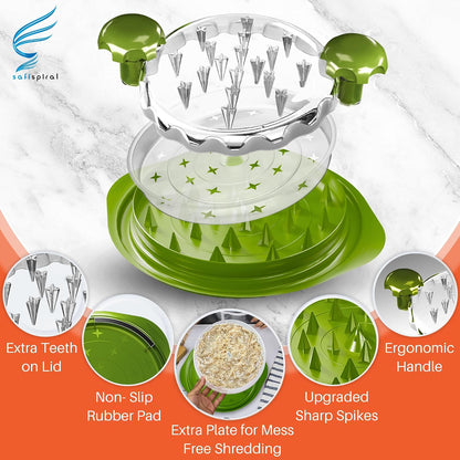 Chicken Shredder Tool Twist Large – 10.2 Inch Non Slip Meat Shredder with Removable Tray- BPA Free, Dishwasher Safe, Heat Resistant Chicken Breast Shredder with Handle & Serving Tong