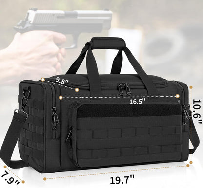 Tactical Pistol Range Bag, Gun Range Bag for Handguns, Shooting Duffle Range Pistol Bag with 6X Magazine Slots, Extra Pockets for Ammo and Essentials