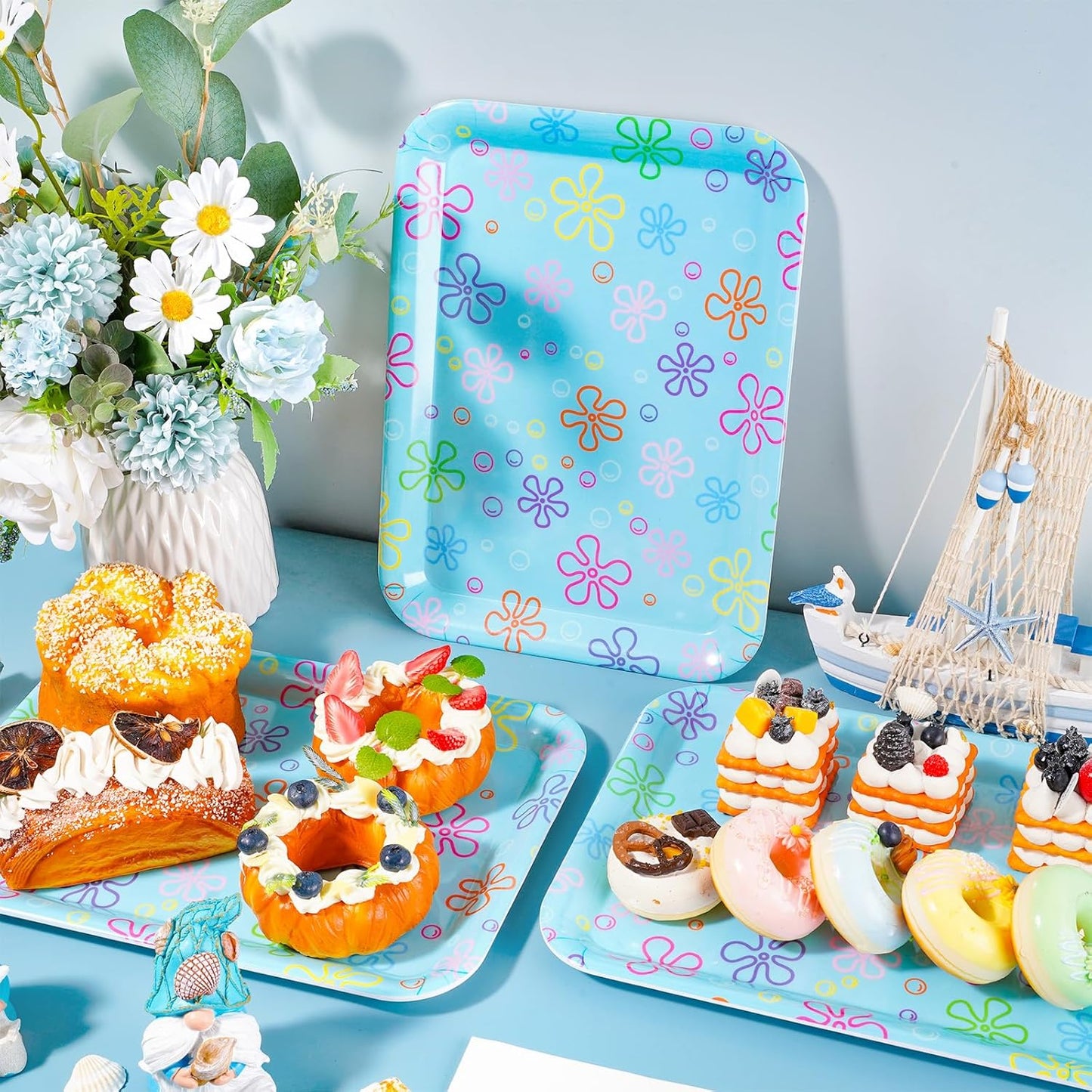JarThenaAMCS 3Pcs Graduation Serving Trays 13 x 10 Inch Bachelor' s Hat Diploma Glitter Reusable Melamine Platter Congrats 2026 Grad Serving Dishes for Graduate Party Sharing Snacks Fruit Dessert