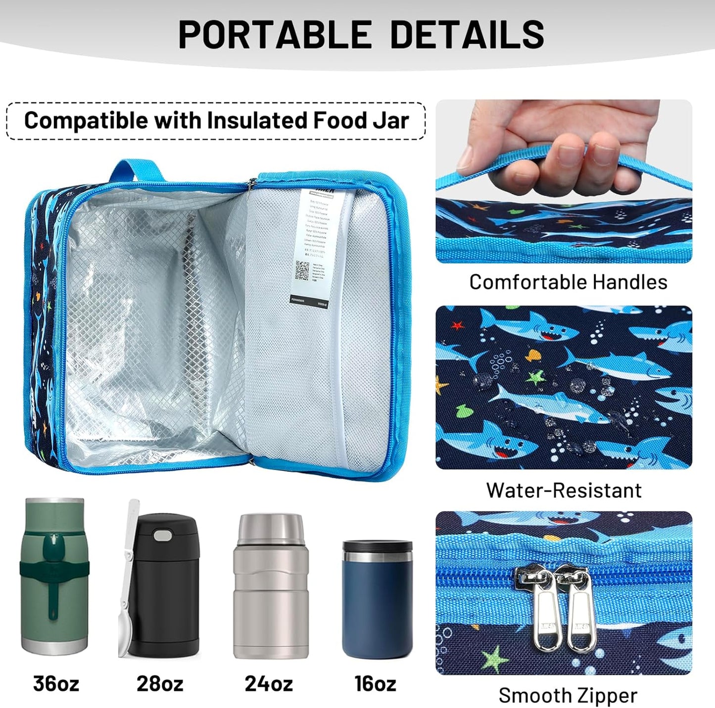 MIER Small Lunch Bag for Kids & Adults Compact Insulated Lunch Box Portable Thermal Mini Cooler for Work School Travel, Bluesteel