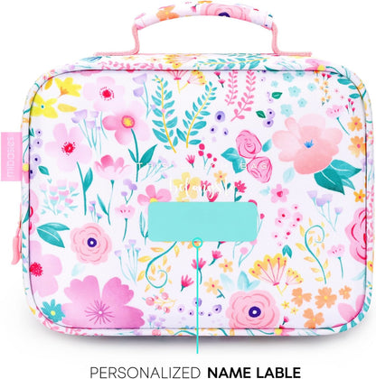 mibasies Kids Lunch Box for Girls Toddler, Insulated and Reusable Lunch Bag for School, Pink Rainbow