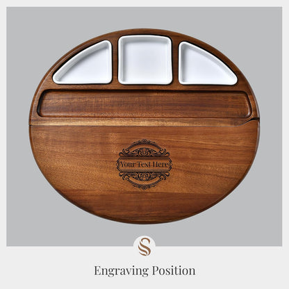 Shanik Acacia Wood Lazy Susan Cheese Board Set – Rotating Charcuterie Platter, Elegant Serving Tray for Appetizers, Snacks, Parties & Weddings