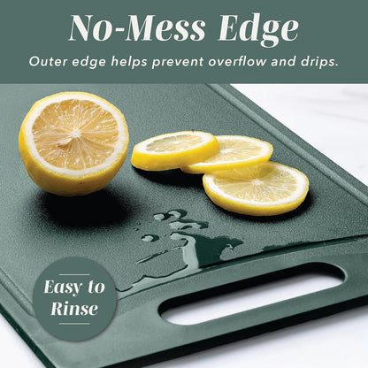 COOK WITH COLOR Non-Slip Cutting Board Set – Kitchen Essentials with Easy Grip Handle for Meat, Veggies, and Fruits, 3 Cutting Boards, Speckled White