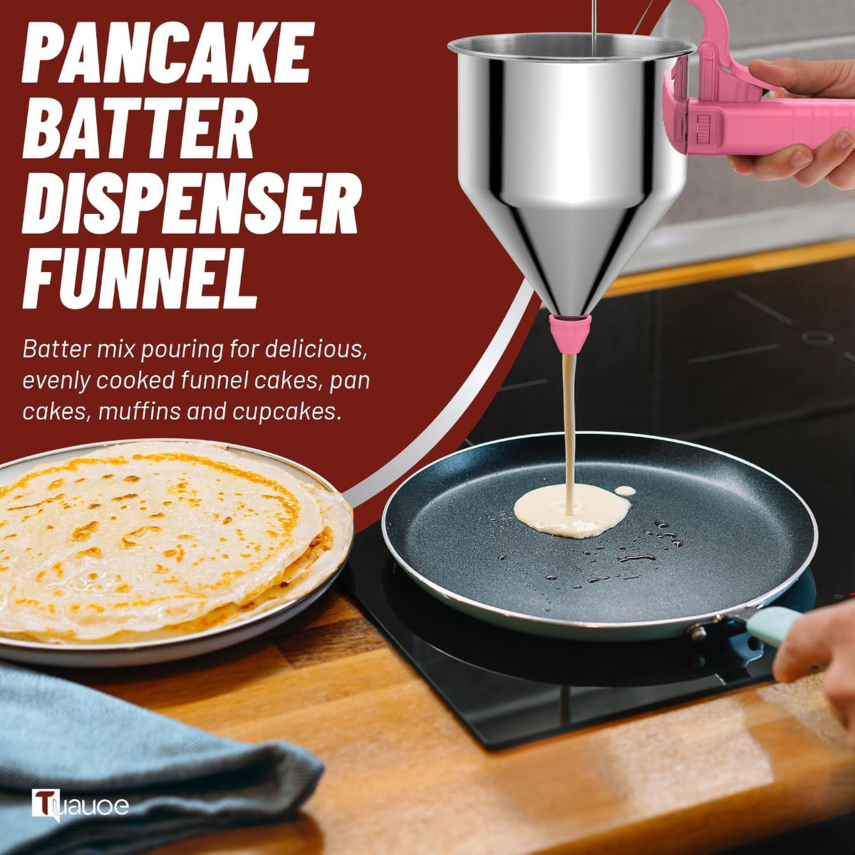 40oz Pancake Batter Dispenser with Squeeze Handle, Space Gray