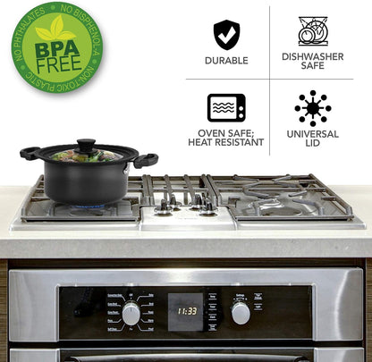 Large Silicone & Glass Universal Lid (10.5 to 12 Inches) - BPA-Free Silicone Lid with Stay Cool Handle & Tempered Glass Top - Dishwasher Safe - Universal Lid for Pots, Pans, Skillets, Cast Iron