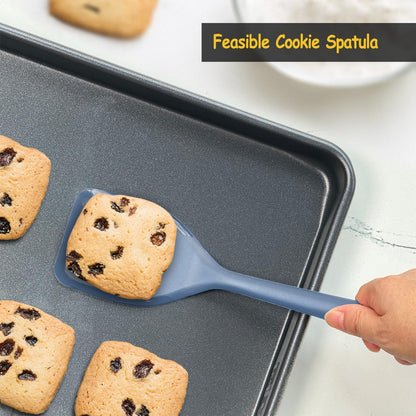 Silicone Spatula Set, 600°F Heat Resistant Silicone Spatula Turner Flipper for Cooking, Non Stick and Non Scratch Kitchen Utensils for Eggs & Pancakes, 4 Pack, Black