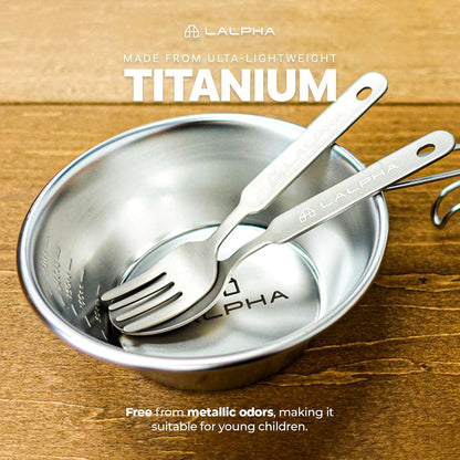 Ultra-Lightweight Titanium Cutlery Set - Made in Tsubame-Sanjo, Includes Spoon and Fork with Storage Case for Backpacking