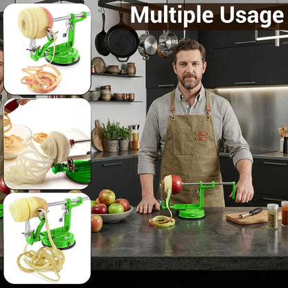 Apple Peeler Corer Slicer All in One – Apple Peeler Slicer Corer with Stainless Steel Blades, Multi-Function Apple Potato Peeler (Green Apple Peeler)