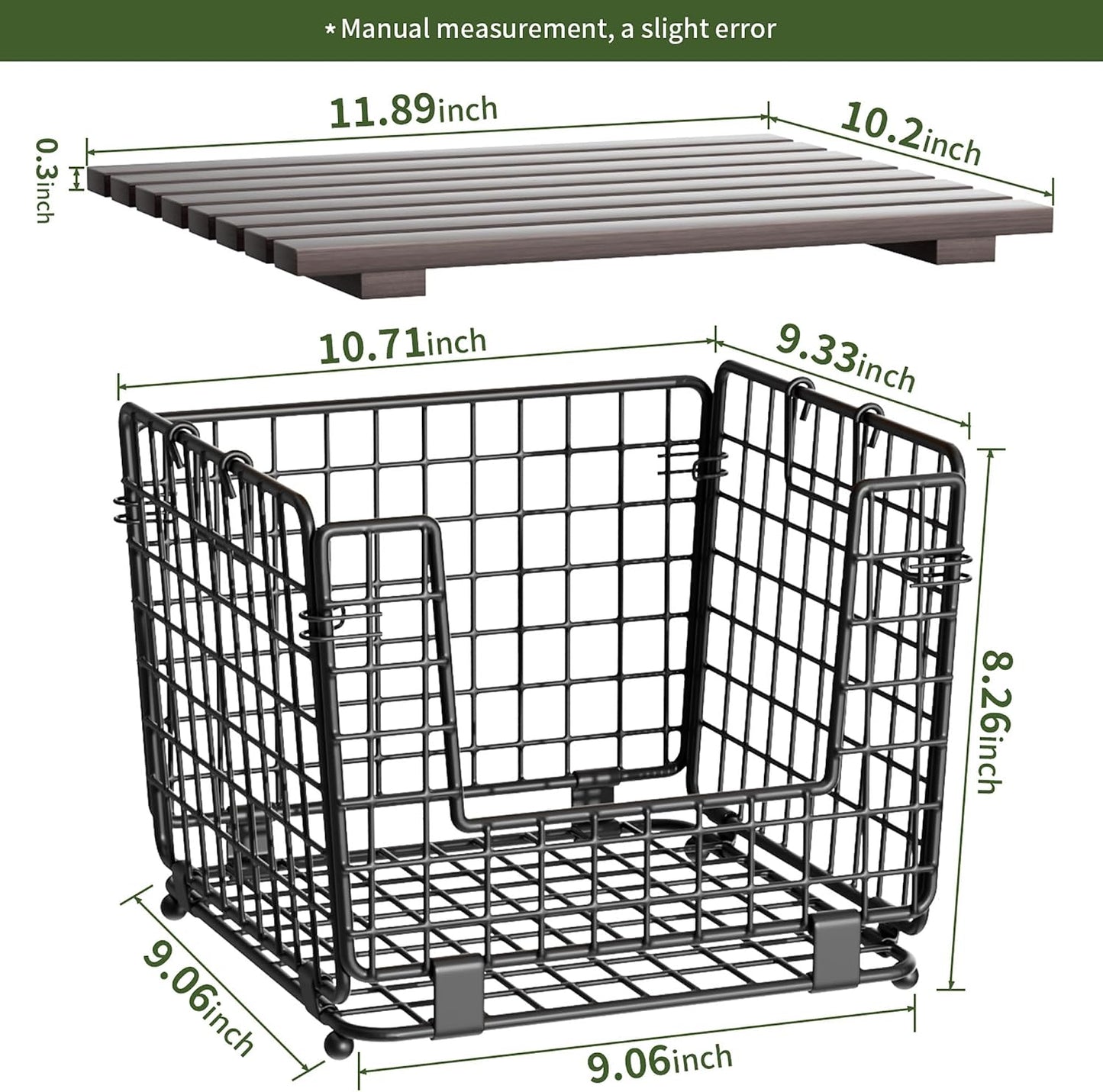 Wire Storage Basket for Kitchen Pantry: GGIU Stackable Kitchen Counter Organizers - Wire Organizing Bin for Produce Fruit Vegetable Potato and Onion Black