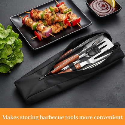 Grill Utensil Storage Bag,22.44x3.9x3.94in Portable Long Tool Bags Foldable Grills Utensil Bag with Handle Black Multi-Purpose Grill Storage Bags for Outdoor Grilling Camping Picnic BBQ