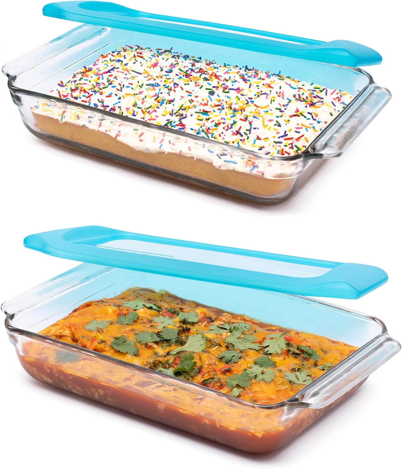 Libbey Baker’s Premium 2 Piece Glass Pie Plate, Stackable, Space Saving Casserole Dish Set with Lids, Glass Baking Dish Set for Fruit Pies, Quiches