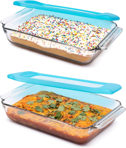 Libbey Baker’s Premium 2 Piece Glass Pie Plate, Stackable, Space Saving Casserole Dish Set with Lids, Glass Baking Dish Set for Fruit Pies, Quiches