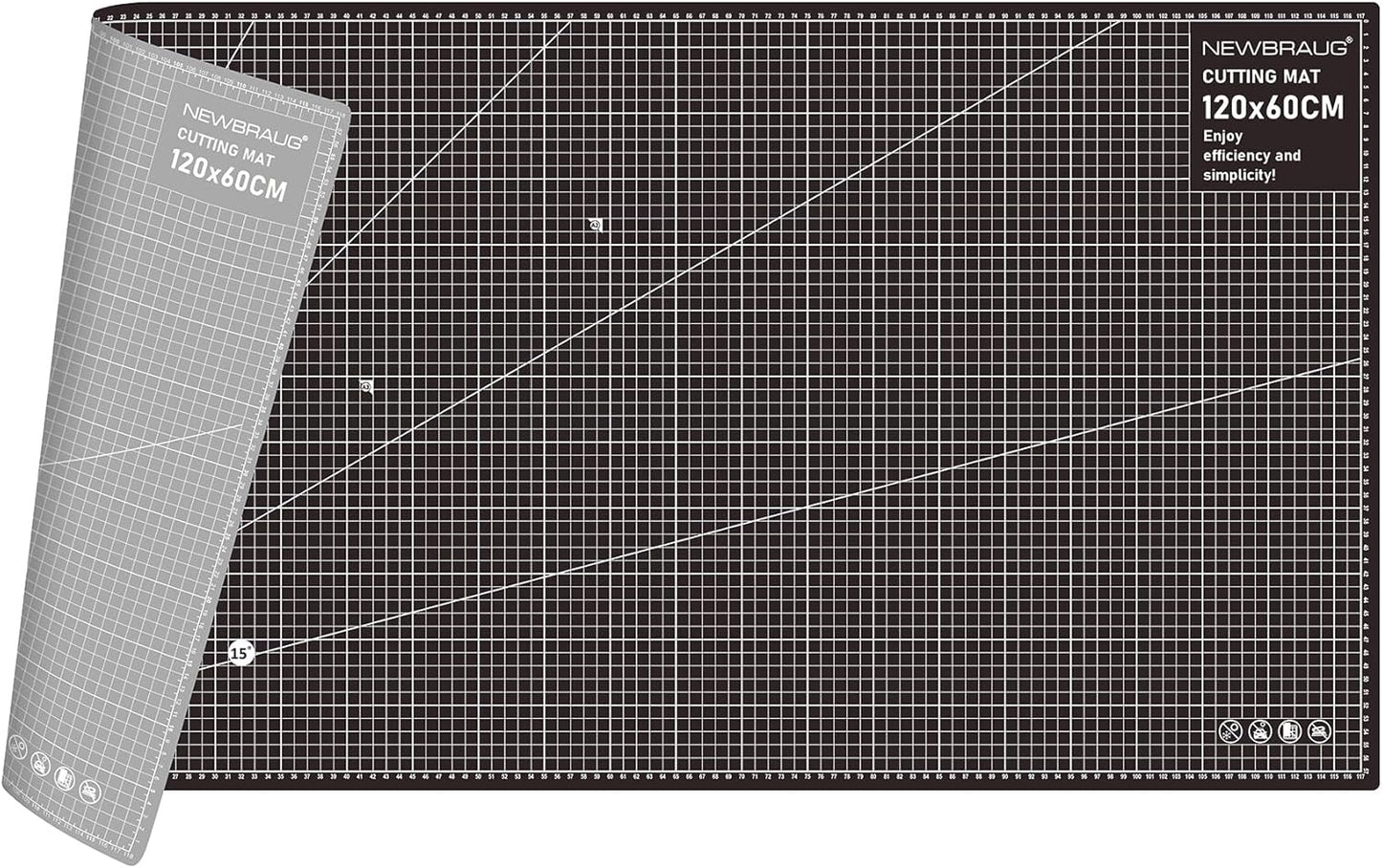 NEWBRAUG 36'' × 48'' Large Self Healing Cutting Double Sided 5-Ply Mat, Big Cutting Board for Rotary Cutting, Quilting, Sewing, Craft, Fabric & Scrapbooking(Green/Black)