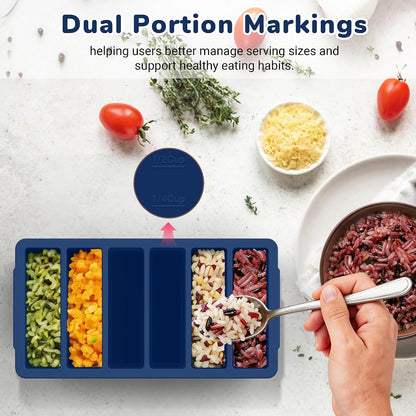 Silicone Freezer Trays with Lid (4-Pack), 1-Cup, 2-Cup, 1/2-Cup & 2-Tbsp Silicone Freezer Molds, Stackable Soup Freezer Meal Prep Containers,Ice Cube Tray for Making Sauce,Smoothies,Yogurt Bites