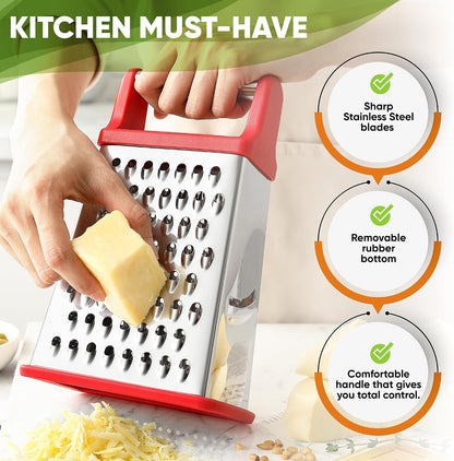 Spring Chef Stainless Steel XL Cheese Grater for Kitchen, Green