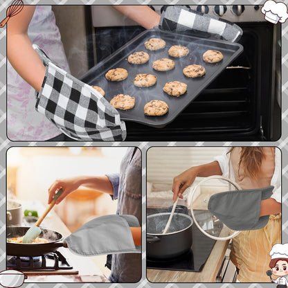 R HORSE 6Pcs Black Pot Holders with Pocket for Kitchen, 7''x 9''