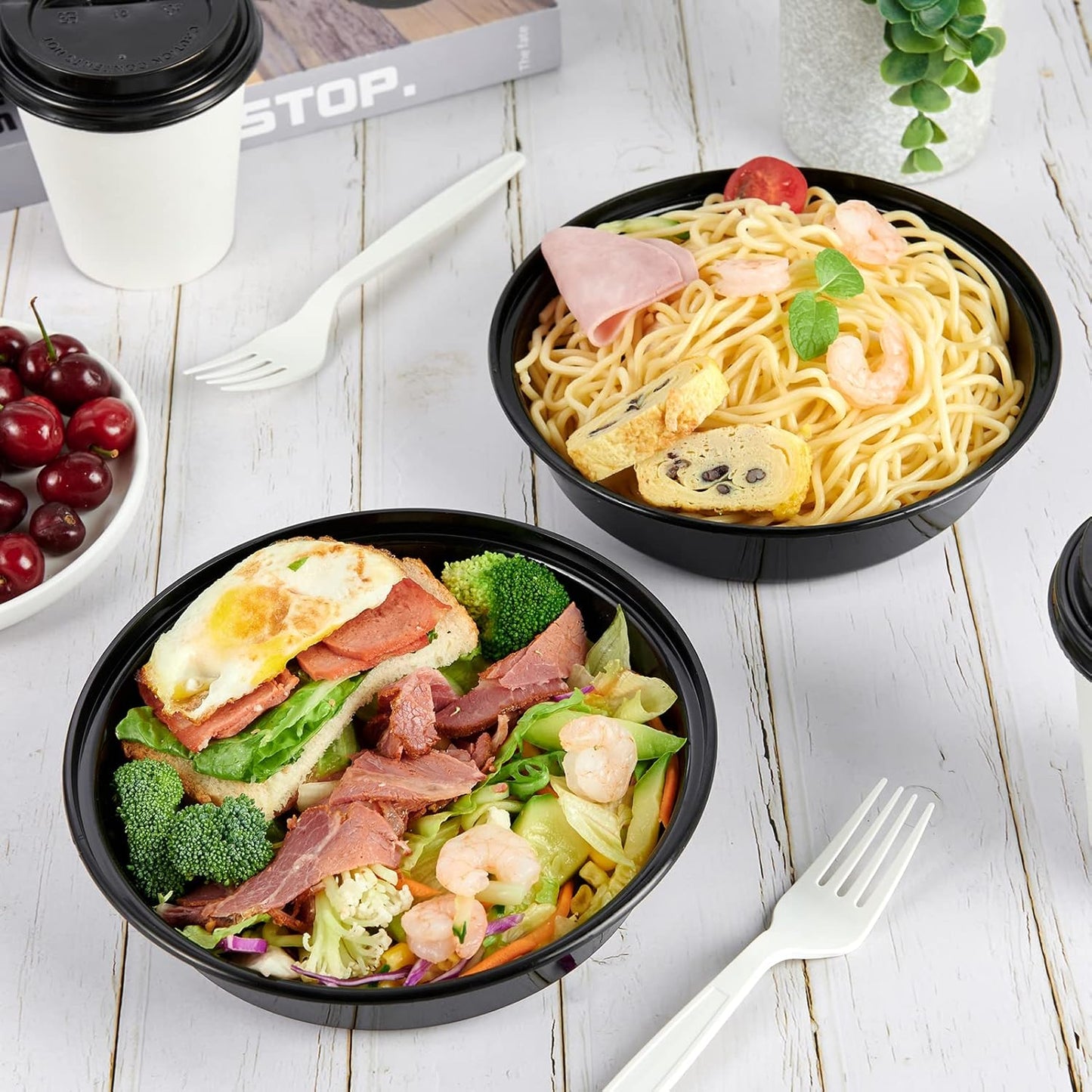 MUCHII 32 oz 3 Compartment Meal Prep Containers With Lids 20 Count To Go, Plastic Disposable Food Containers Microwave and Freezer Safe