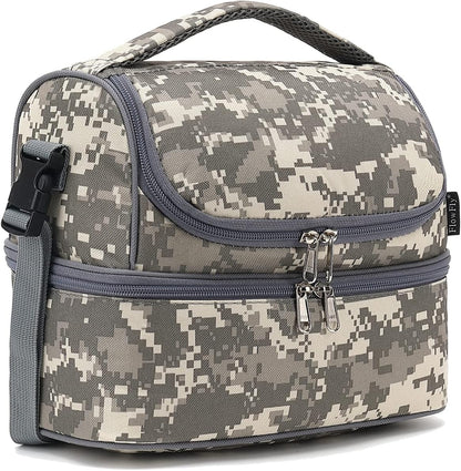 FlowFly Kids Double Decker Cooler Insulated Lunch Bag Large Tote for Boys, Girls, Men, Women, With Adjustable Strap, Unicorn