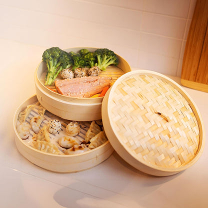 Joyce Chen 2-Tier Bamboo Steamer Baskets, 10-Inch
