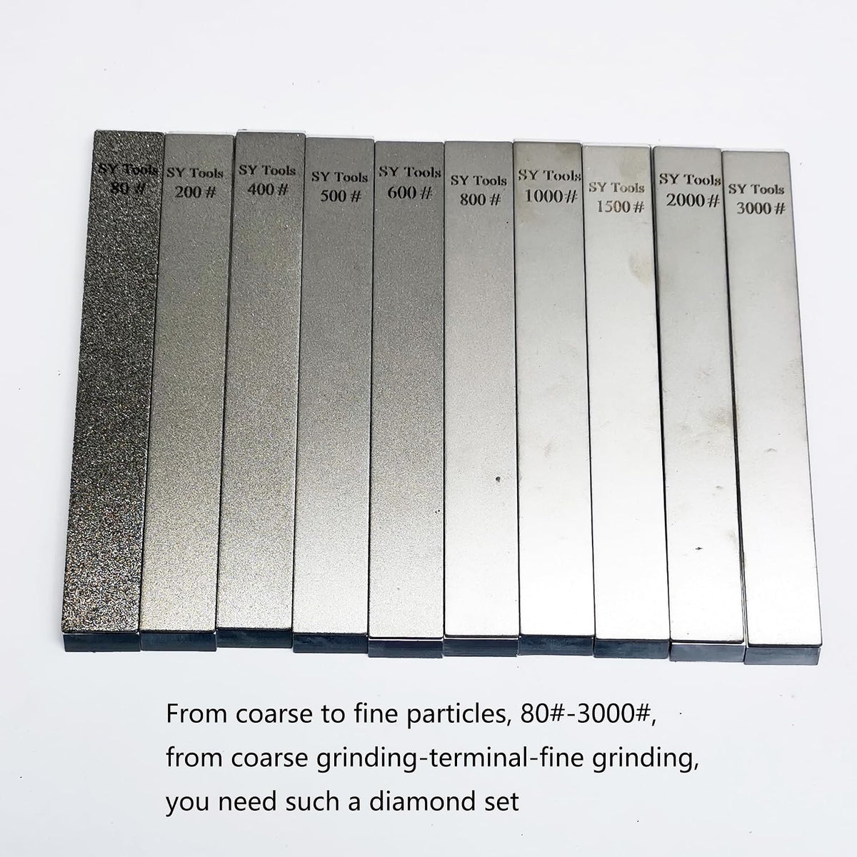 SY Tools Diamond Sharpening Stone Set, 10Pcs, 80#-3000# Grit
