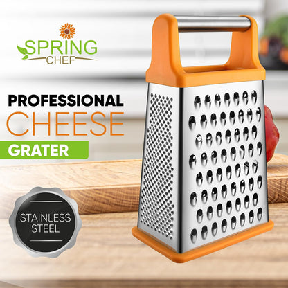 Spring Chef Stainless Steel XL Cheese Grater for Kitchen, Green