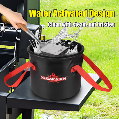 XUDAKAIXIN Grill Brush Bristle Free,Aramid Fiber Wavy Pad Seamless-Fit Cast Iron/Stainless-Steel Grates,BBQ Replaceable Scraper Cleaning Head,Safe Grill Cleaner for Outdoor Grill,Gifts for Men/Dad
