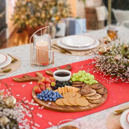 New – Reindeer Charcuterie Board – Acacia Wood Christmas Cutting Board (17x13in) Holiday Serving Tray, Winter Cheese Board, Wooden Christmas Platter & Kitchen Decor Gift for Festive Entertaining